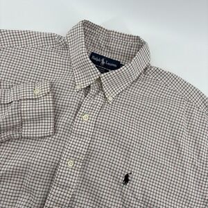 Ralph Lauren Blake Men's Large White Red Black Plaid Long Sleeve‎ Button Down